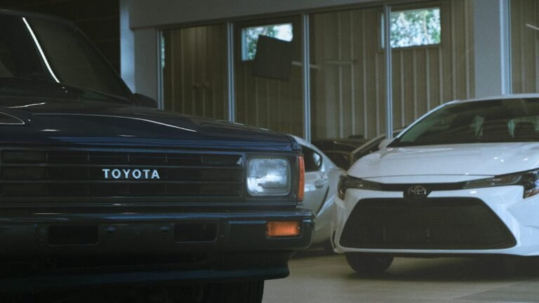 Two cars parked on the road